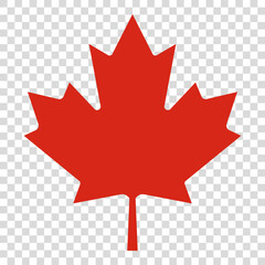 Canada maple leaf icon. Vector illustration isolated on transparent background