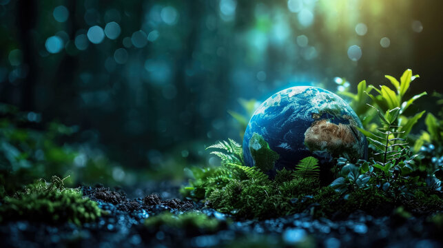 Carbon natural forest with earth, Net zero greenhouse gas emissions , Environment concept for net zero emissions