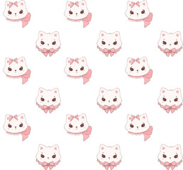 Coquette cat pattern seamless
