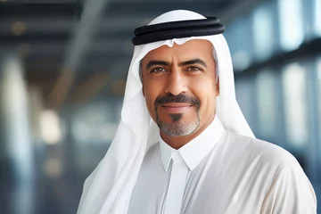 Foto op Plexiglas portrait of a middle aged arabian businessman in a modern office building © ink drop