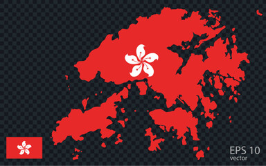 Vector map of Hong Kong. Vector design isolated on grey background.
