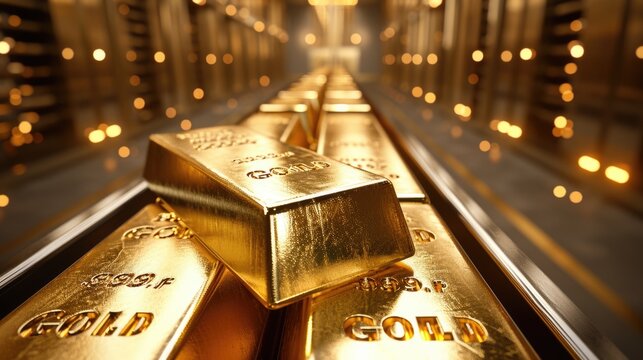 The gold bars are in the bank's vault