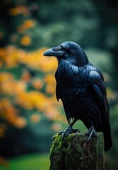 Fototapeta premium Black raven in its natural habitat