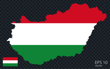 Vector map of Hungary. Vector design isolated on grey background.

