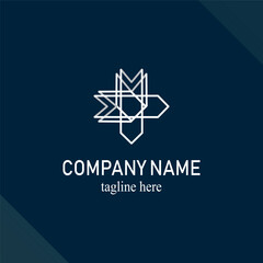 Fototapeta premium Vector white gray logo and arrow connected with government agency or private company