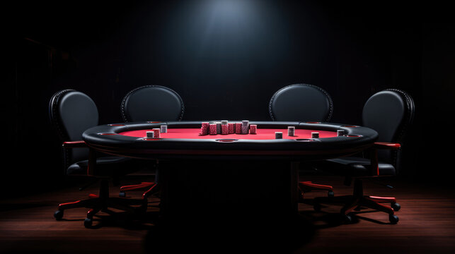 Empty gambling table. Light effect. Empty poker table on black