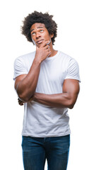 Afro american man over isolated background thinking looking tired and bored with depression...