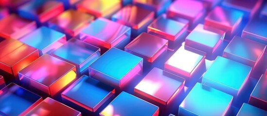 neon abstract cube 3d rendering background - obrazy, fototapety, plakaty