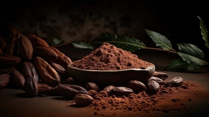 cocoa powder and cocoa beans. Chocolate and its ingredients