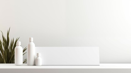 A mockup of blank white packaging set for cosmetic skincare product on a white background. - obrazy, fototapety, plakaty