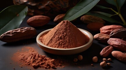 cocoa powder and cocoa beans. Chocolate and its ingredients