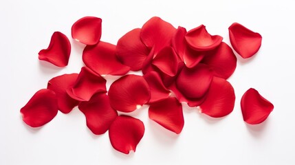 Beautiful rose petals on a white background.