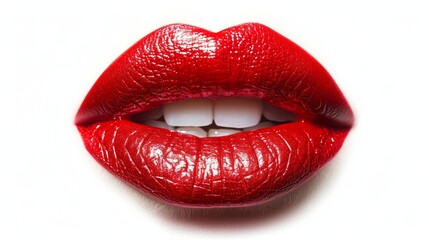 Obraz premium Red lips on a white background. Beauty industry style illustration. Red lipstick