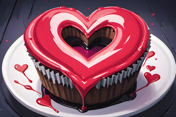 valentines muffin heart 02 AI generated 