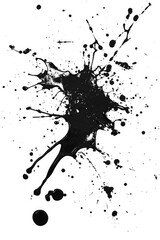 Black Ink Splatter on White Background