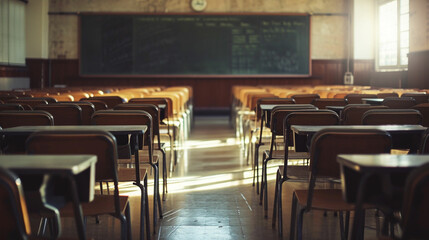 class room with black board, school education