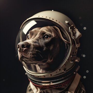dog in an austronaut helmet