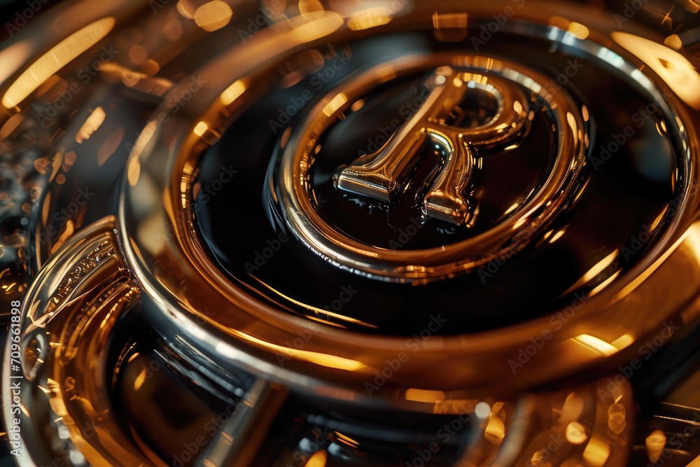 Poster close-up of golden clock with number