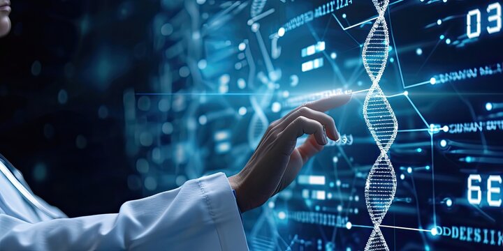 healthcare and medical, Dr touching icon DNA and digital healthcare, diagnosis of patient with network connection on modern interface.