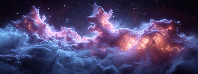 Celestial Symphony, A Chromatic Tapestry of Clouds, Stars, and Pure Wonderment