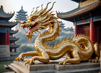 Fototapeta na wymiar Dragon in temple 6752x4896
