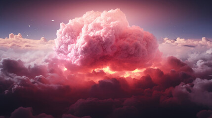 Majestic cloud formation illuminated by a sunset, creating a surreal skyscape.