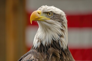 Obraz premium Bald Eagle with American Flag