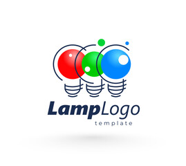 Logo Lamp color RGB Led. Template design vector. White background.