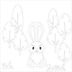 Vector image of a hare. Coloring book for children's creativity and motor skills development.