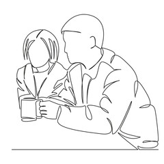man and woman drink coffee