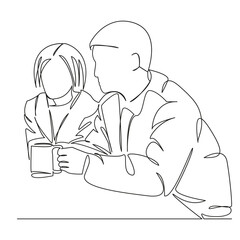 man and woman drink coffee