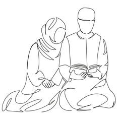 The Muslim couple prays