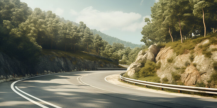 Road beautiful, Mountain road HD 8K wallpaper Stock Photographic , Colorful illustration of a car on a mountain road,  highway in mountains with trees along the road, 
