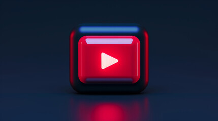The play button on dark background