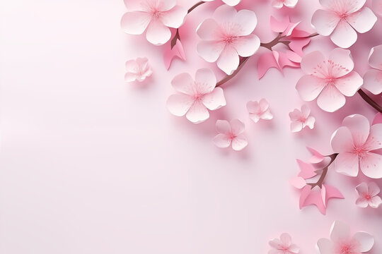 Beautiful flower on pink background. Wallpaper, wall art and paper art concept with free space