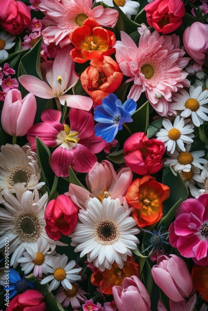 Poster A close-up view of a bunch of flowers, perfect for adding a touch of nature to any project