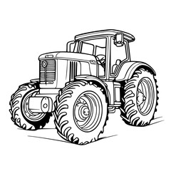 Tractor SVG Black and White Illustration Art Generative AI.