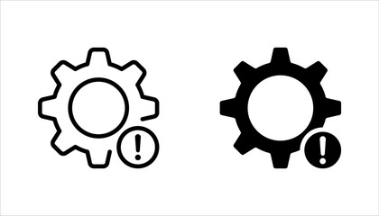 thin line failure icon set with broken operational process. concept of repair or maintenance symbol. vector illustration on white background