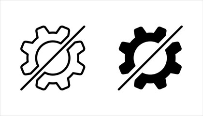 thin line failure icon set with broken operational process. concept of repair or maintenance symbol. vector illustration on white background