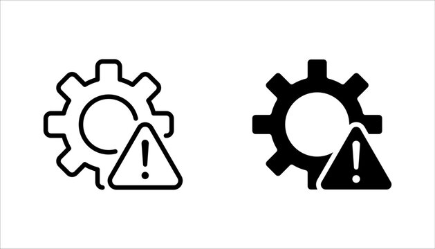 thin line failure icon set with broken operational process. concept of repair or maintenance symbol. vector illustration on white background