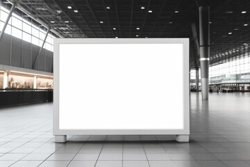 Mock up blank light box in airport. Commercial and marketing concept.