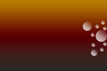 Abstrakter Hintergrund in einem dunkelroten organge Farbverlauf und einigen schwebenden Blasen