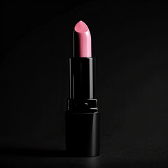 A pink lipstick, fresh and unused, ready to add a pop of color. Isolated on black