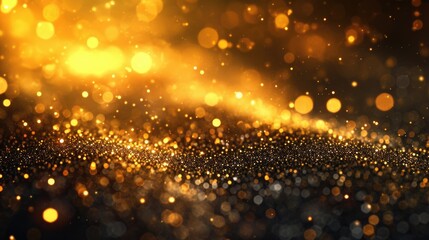 Glitter gold sparkling star dust falling shiny abstract bokeh background