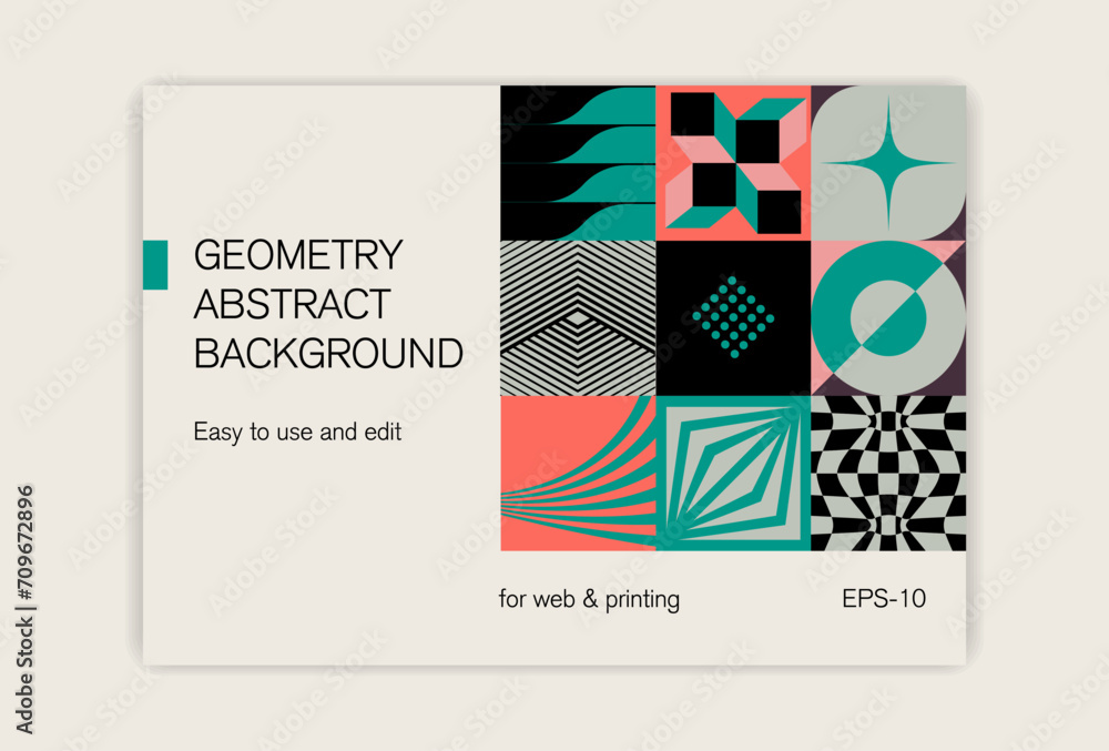 Poster geometric abstract backgrounds design. composition of simple geometric shapes on a beige background.
