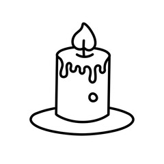 Candle Icon. Candle is Melting. Candle Aroma. Design element for holidays, birthday, valentine's day, spa salons. Vector illustration in Linear style