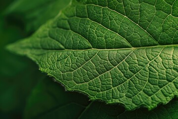 Obraz premium A detailed close-up view of a single leaf on a plant. This image can be used to showcase the intricate details of nature or to illustrate concepts related to botany and the environment