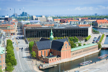 Top view of Holmen Church in Copenhagen, Denmark