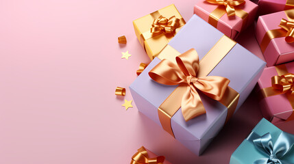 Obraz na płótnie Canvas Gift box background with copy space for Christmas gifts, holidays or birthdays