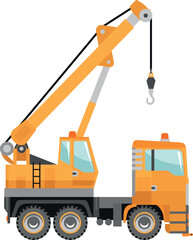 Mobile Crane Icon in Flat Style. Vector Illustration